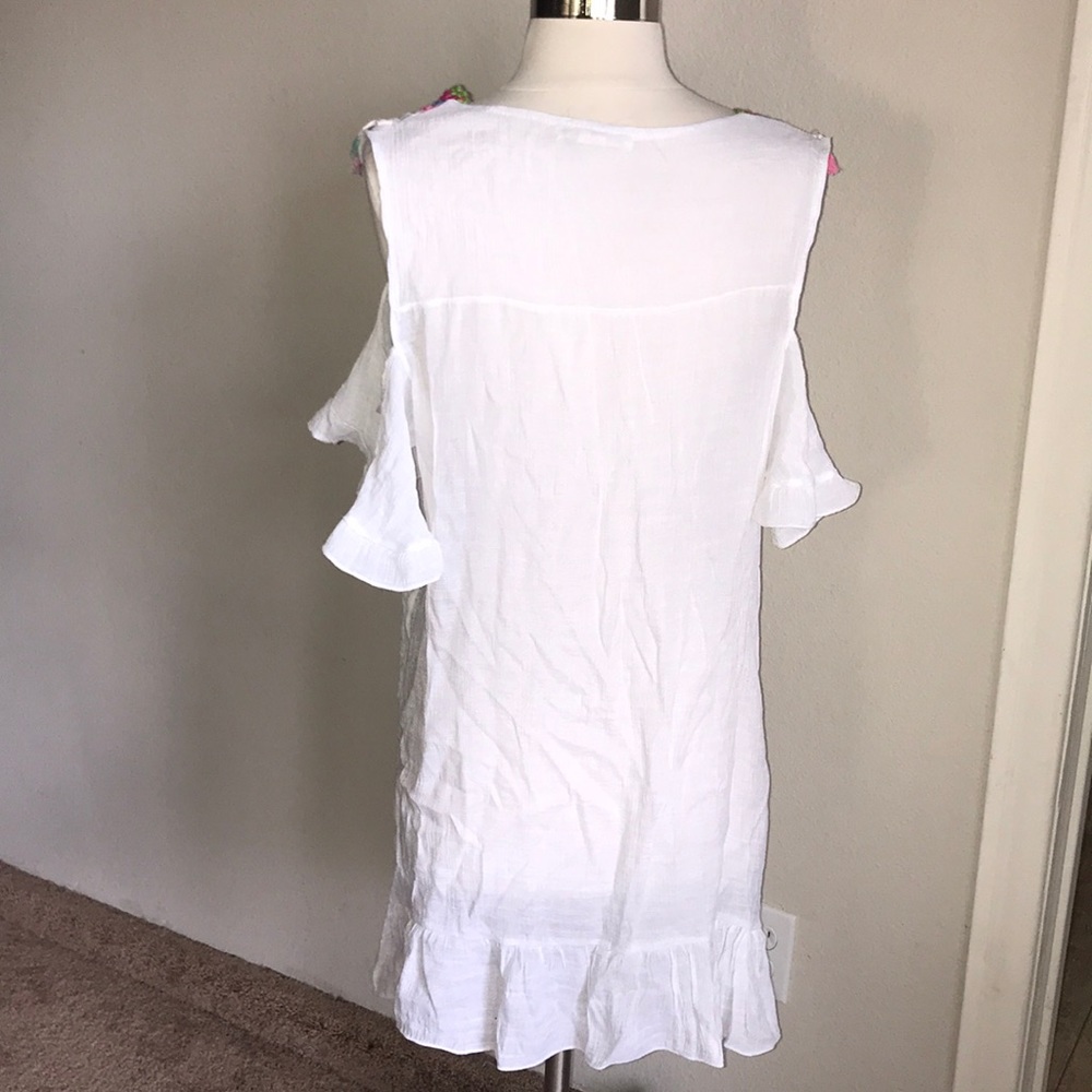 Beach By Exist White Midi Dress with Pink, Blue & Green Crochet Trim - Picture 6 of 8